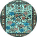 Round Machine Washable Animal Light Blue Traditional Rug, wshtr3955lblu