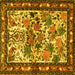 Square Animal Yellow Traditional Rug, tr3955yw