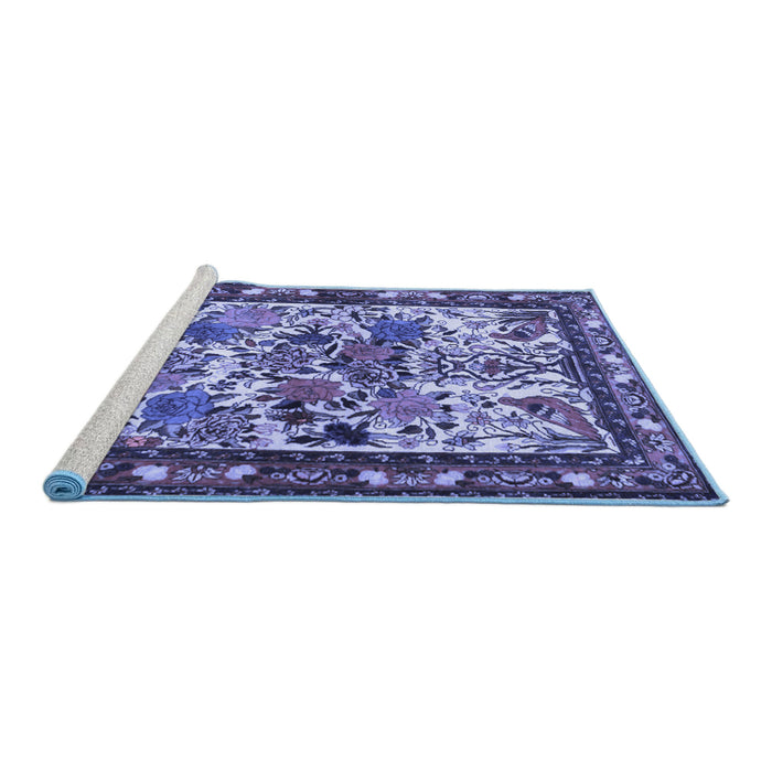 Sideview of Machine Washable Animal Blue Traditional Rug, wshtr3955blu