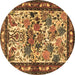 Round Machine Washable Animal Brown Traditional Rug, wshtr3955brn