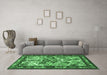 Machine Washable Animal Emerald Green Traditional Area Rugs in a Living Room,, wshtr3955emgrn