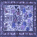 Square Machine Washable Animal Blue Traditional Rug, wshtr3955blu