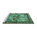 Sideview of Machine Washable Animal Turquoise Traditional Area Rugs, wshtr3955turq