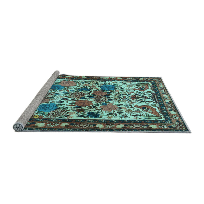 Sideview of Machine Washable Animal Light Blue Traditional Rug, wshtr3955lblu
