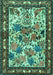 Machine Washable Animal Turquoise Traditional Area Rugs, wshtr3955turq