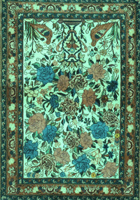 Animal Turquoise Traditional Rug, tr3955turq