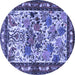 Round Animal Blue Traditional Rug, tr3955blu