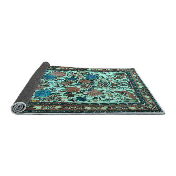 Sideview of Animal Light Blue Traditional Rug, tr3955lblu
