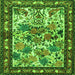 Round Machine Washable Animal Green Traditional Area Rugs, wshtr3955grn