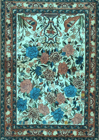 Animal Light Blue Traditional Rug, tr3955lblu