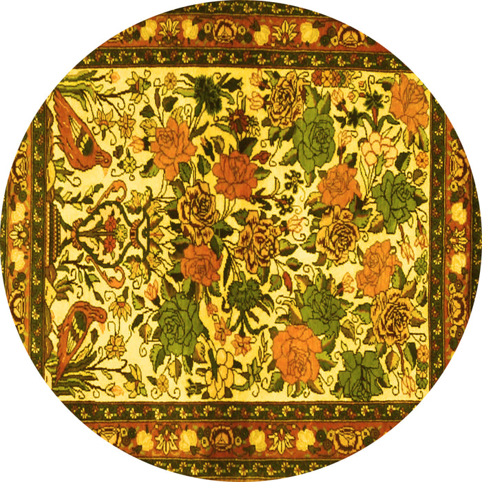 Round Animal Yellow Traditional Rug, tr3955yw