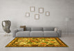 Machine Washable Animal Yellow Traditional Rug in a Living Room, wshtr3955yw