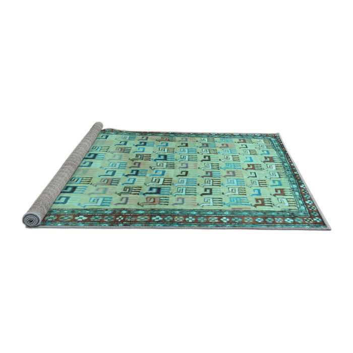 Sideview of Machine Washable Persian Light Blue Traditional Rug, wshtr3956lblu