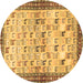 Round Persian Brown Traditional Rug, tr3956brn