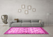 Machine Washable Persian Pink Traditional Rug in a Living Room, wshtr3956pnk