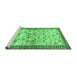 Sideview of Machine Washable Persian Emerald Green Traditional Area Rugs, wshtr3956emgrn