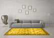 Machine Washable Persian Yellow Traditional Rug in a Living Room, wshtr3956yw