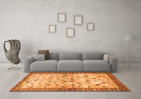 Machine Washable Persian Orange Traditional Rug, wshtr3956org