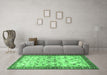 Machine Washable Persian Emerald Green Traditional Area Rugs in a Living Room,, wshtr3956emgrn