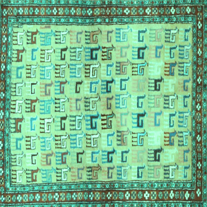 Square Persian Turquoise Traditional Rug, tr3956turq