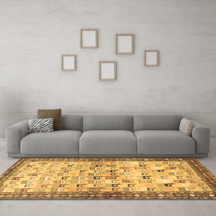 Machine Washable Persian Brown Traditional Rug in a Living Room,, wshtr3956brn