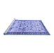 Sideview of Machine Washable Persian Blue Traditional Rug, wshtr3956blu