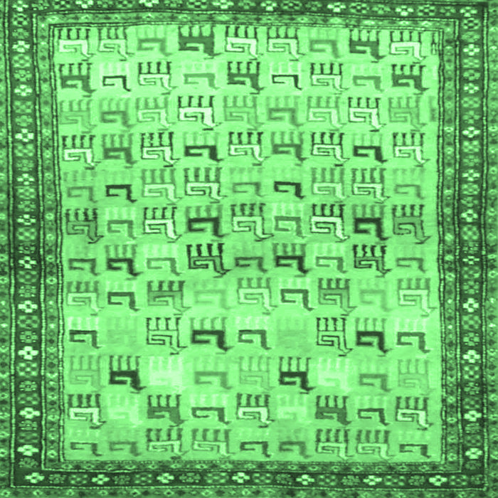 Square Machine Washable Persian Emerald Green Traditional Area Rugs, wshtr3956emgrn