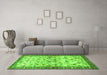 Machine Washable Persian Green Traditional Area Rugs in a Living Room,, wshtr3956grn