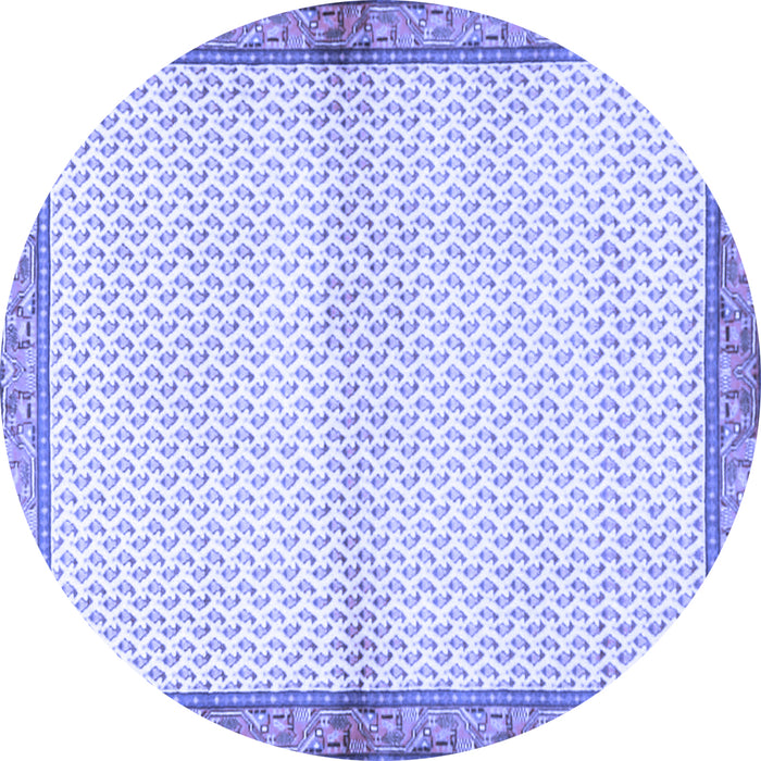 Round Machine Washable Persian Blue Traditional Rug, wshtr3957blu