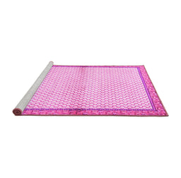 Sideview of Machine Washable Persian Pink Traditional Rug, wshtr3957pnk