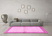 Machine Washable Persian Pink Traditional Rug in a Living Room, wshtr3957pnk