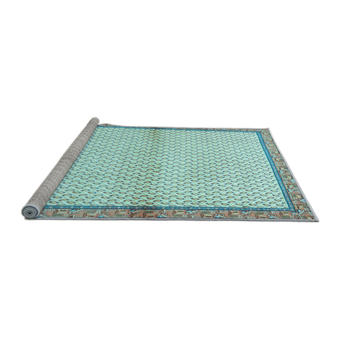 Sideview of Machine Washable Persian Light Blue Traditional Rug, wshtr3957lblu