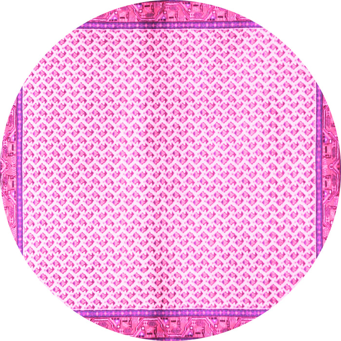 Round Persian Pink Traditional Rug, tr3957pnk