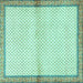 Square Machine Washable Persian Turquoise Traditional Area Rugs, wshtr3957turq