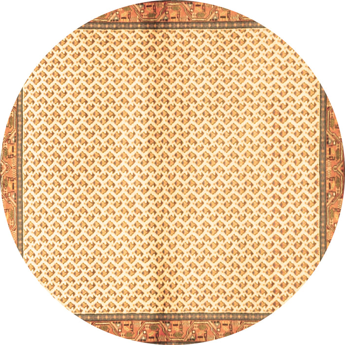 Round Persian Brown Traditional Rug, tr3957brn