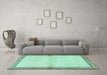 Machine Washable Persian Turquoise Traditional Area Rugs in a Living Room,, wshtr3957turq