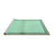 Sideview of Machine Washable Persian Turquoise Traditional Area Rugs, wshtr3957turq