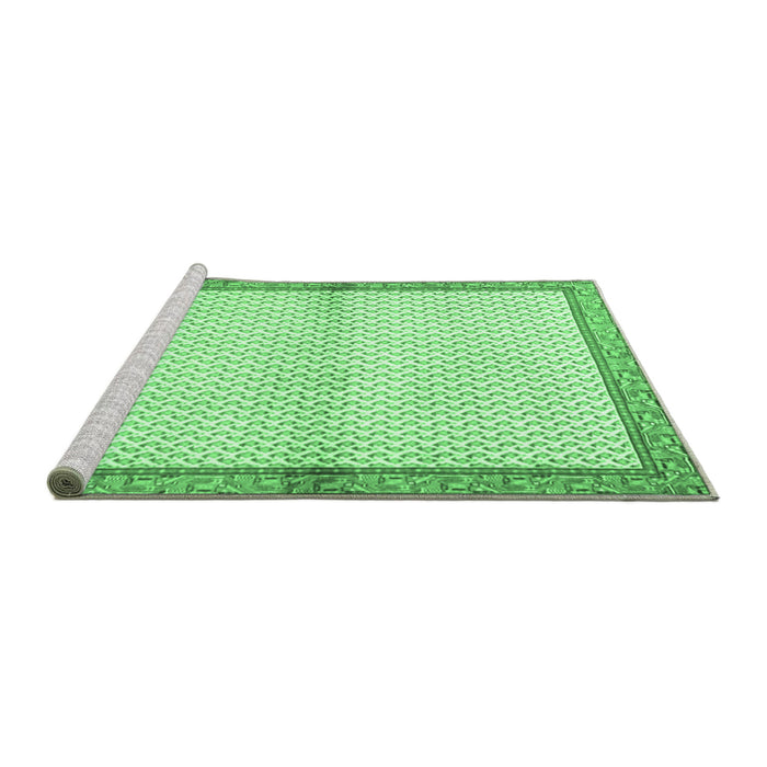 Sideview of Machine Washable Persian Emerald Green Traditional Area Rugs, wshtr3957emgrn