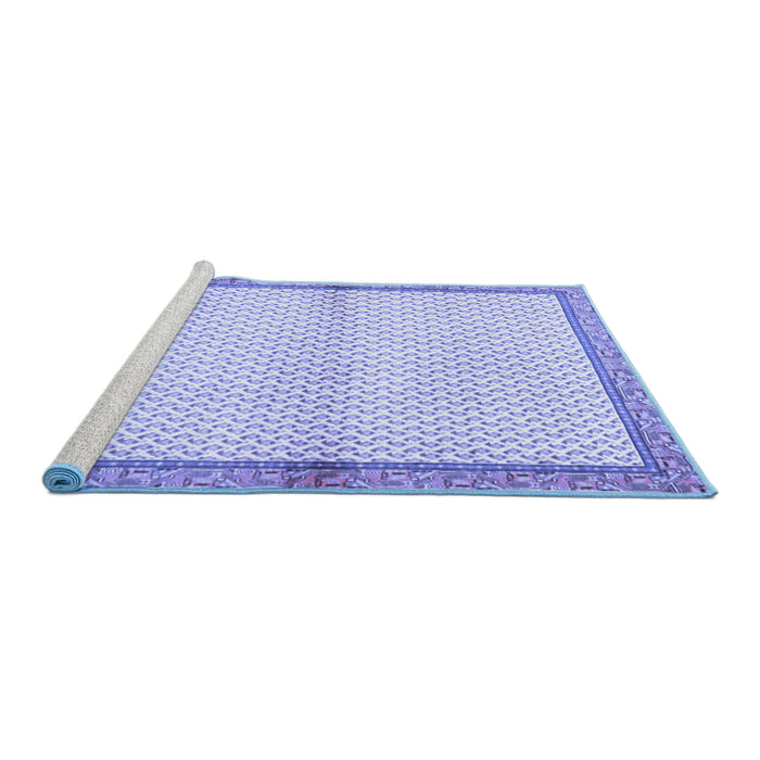 Sideview of Machine Washable Persian Blue Traditional Rug, wshtr3957blu