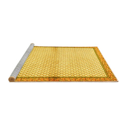 Sideview of Machine Washable Persian Yellow Traditional Rug, wshtr3957yw