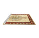 Sideview of Machine Washable Traditional Sun Yellow Rug, wshtr3958