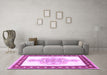 Machine Washable Persian Purple Traditional Area Rugs in a Living Room, wshtr3958pur