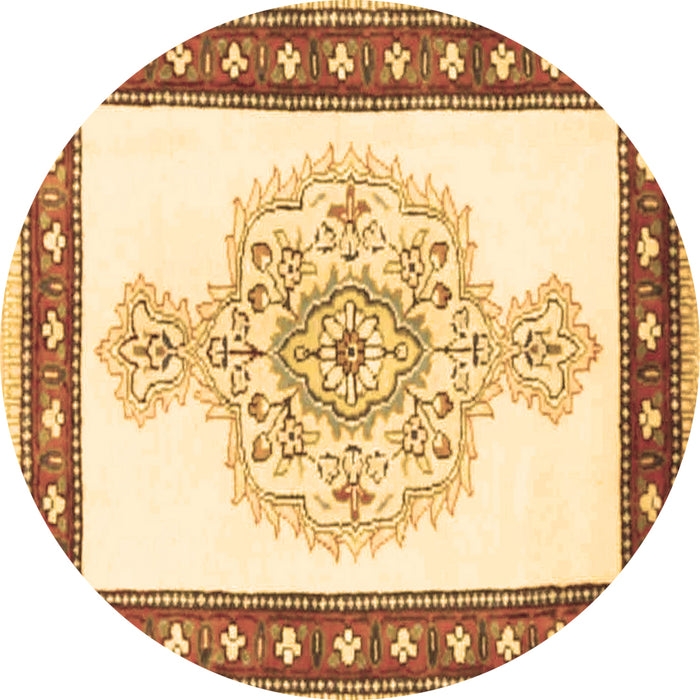 Round Machine Washable Persian Brown Traditional Rug, wshtr3958brn