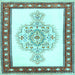 Square Machine Washable Persian Light Blue Traditional Rug, wshtr3958lblu