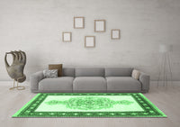 Machine Washable Persian Emerald Green Traditional Rug, wshtr3958emgrn