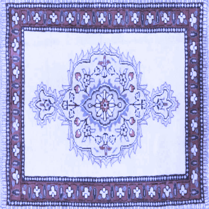 Square Machine Washable Persian Blue Traditional Rug, wshtr3958blu