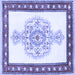 Square Machine Washable Persian Blue Traditional Rug, wshtr3958blu