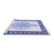 Sideview of Machine Washable Persian Blue Traditional Rug, wshtr3958blu