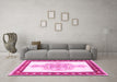 Machine Washable Persian Pink Traditional Rug in a Living Room, wshtr3958pnk