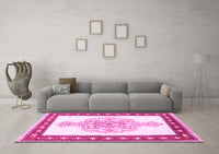 Machine Washable Persian Pink Traditional Rug, wshtr3958pnk